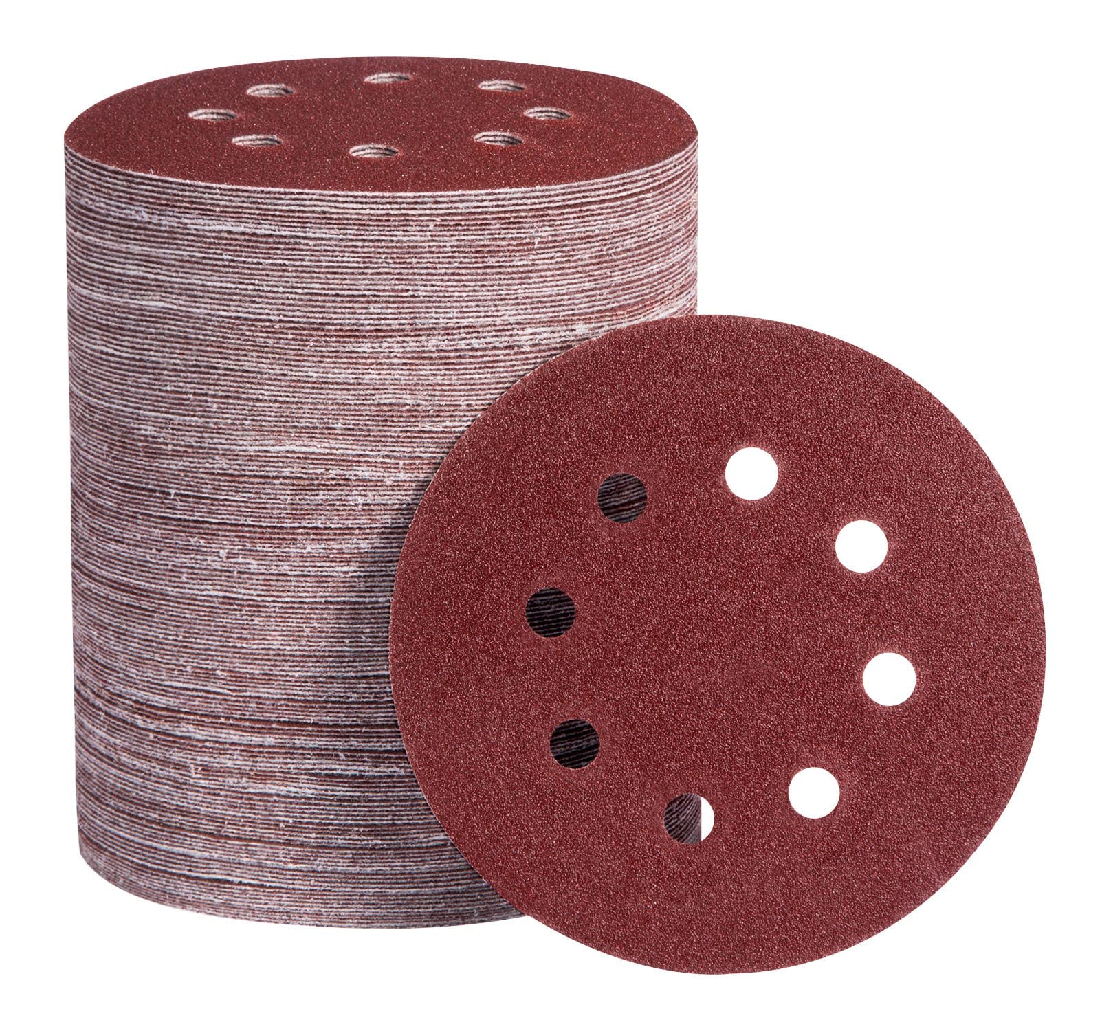 SATC 125mm Sanding Discs 150 Pcs Dustless 8 Holes Orbital Sander Discs Hook and Loop Sanding Discs for Random Orbital Sander, 60 80 100 120 150 180 240 320 400 600 Grit Sandpaper Assortment