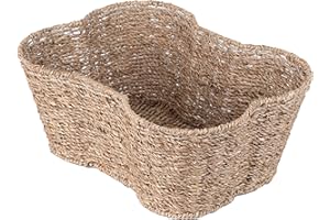 OTTERPETS Dog Toy Basket, Seagrass Bone Shaped Dog Toy Bin, Handmade Pet Organizer And Storage, Toy Box for Cats, (17x13" Seagrass)