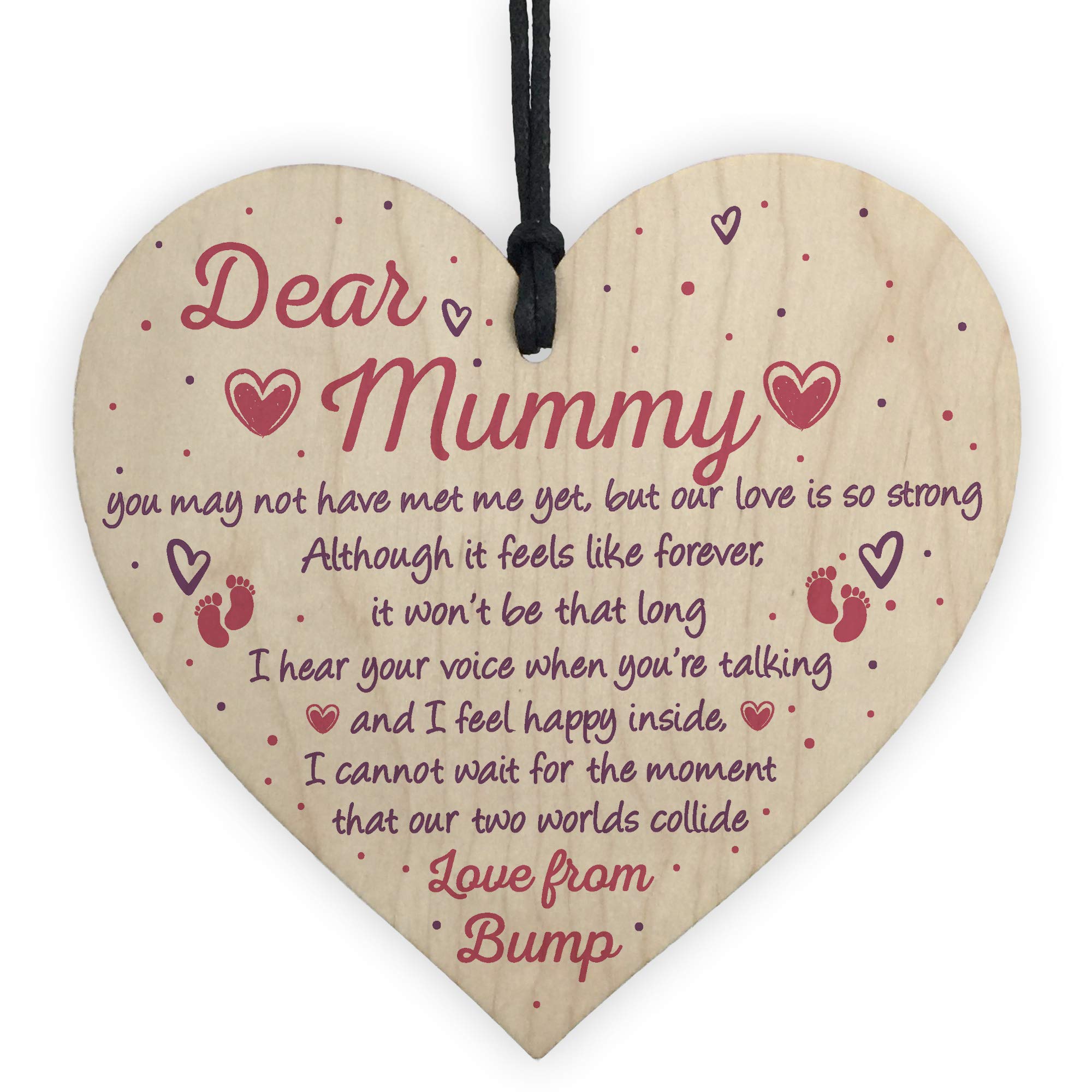 Red Ocean Mummy To Be Gifts From Bump BABY SHOWER Baby Girl Boy Present Wooden Heart Keepsake