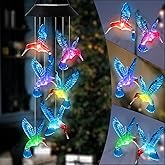 HiSolar Hummingbird Solar Wind Chimes Color Changing Solared Lights Outdoor Waterproof LED Wind Chimes Solar Powered Lights for Home Party Yard Garden Christmas Decoration(Blue)