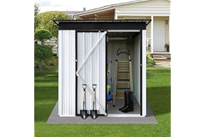 RITSU 5Ft x 3Ft Outdoor Metal Garden Shed, Steel Garden Storage Shed with Single Lockable Door & Vents, Waterproof Anti-Corrosion Tool Storage Clearance for Backyard Patio Lawn, White+Black