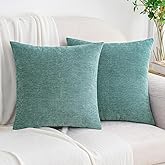 HWY 50 Smoky Blue Couch Pillow Covers 20x20 Inch Pack of 2, Soft Chenille Decorative Throw Pillow Cases Farmhouse for Sofa Living Room Bed