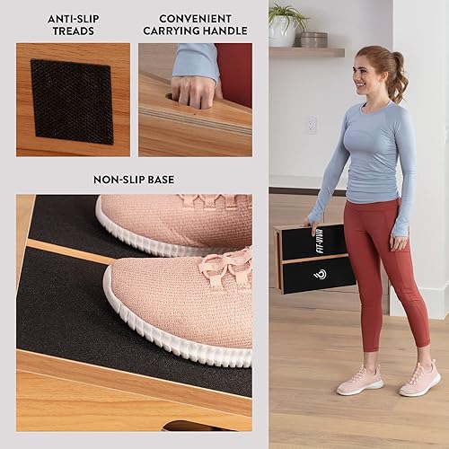 Wooden Balance Board And Incline Board, 4 Adjustable Angle Tilt Board