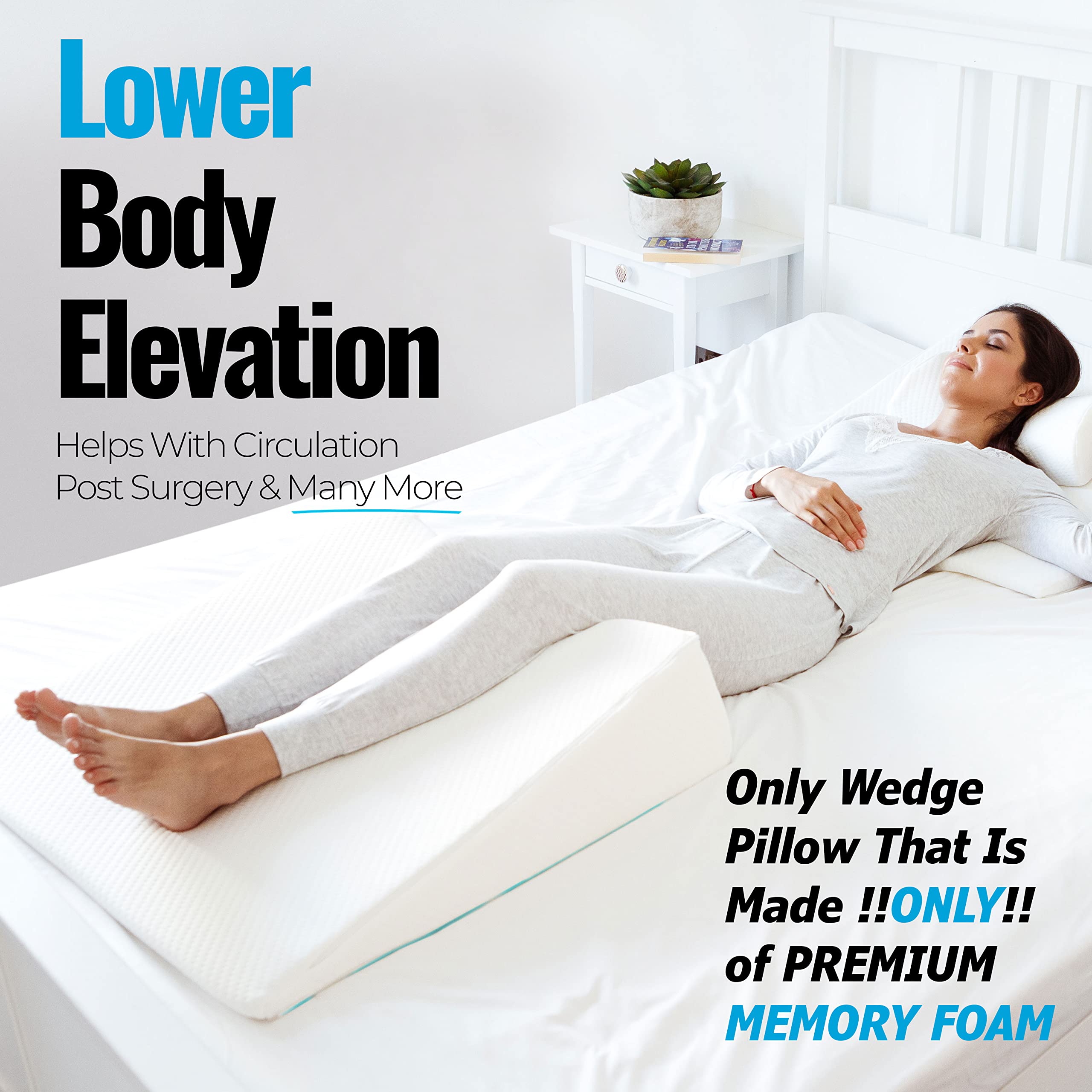 Bed Wedge Pillow for Sleeping- Whole Memory Foam 3-in-1 Technology Elevation Adjustable Wedge Pillow for Sleeping Reflux Reading Snoring – Pregnancy Triangle Pillow Support Body Back Neck Legs…