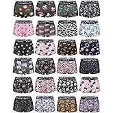 Morvia 6 Pack Gothic Halloween Print Boyshorts, High Waist Variety Underwear with Elastic Band, Skull Rose Stars Pattern