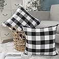 CARRIE HOME Light Blue Buffalo Plaid Pillow Covers - Set Of 2, 18x18 Inch Farmhouse Outdoor Decor - View #8