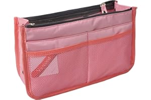 Vercord Updated Purse Handbag Organizer Insert Liner Bag in Bag 13 Pockets Pink Small