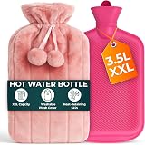 Volila 3.5L Extra Large Hot Water Bottle with Pink Faux Fur Cover