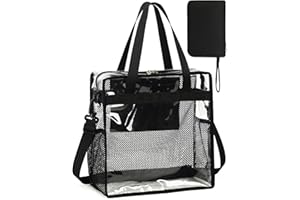 BTOOP Clear Bag Stadium Events Approved 12x6x12 Transparent Tote Bags Crossbody Purse See Through Handbags Work Travel Beach