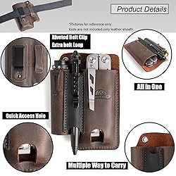 Topstache Leather Multitool Sheath with Belt Clip