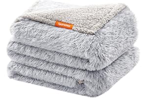 Feandrea Waterproof Dog Blanket, Long Plush Pet Blanket for Extra Large Dogs, Humans, Cats, 229 x 203 cm, XXXL, Sherpa Fleece