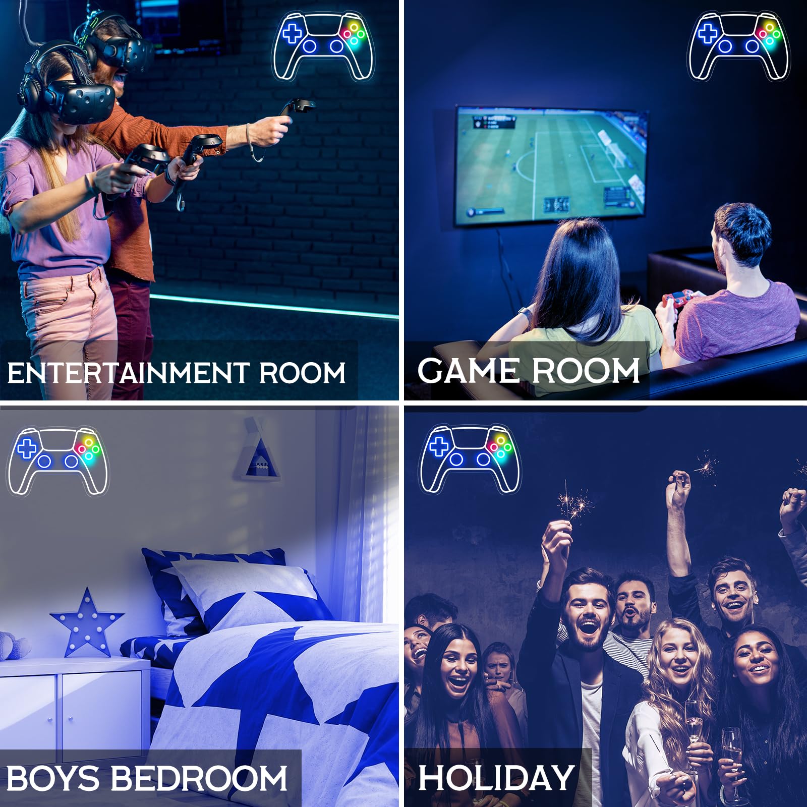 Gamer Neon Sign, Gamepad Shaped LED Neon Sign for Gamer Room Decor, Gaming Neon Sign for Boys Room Decor, Neon Gaming Sign for Gaming Wall Decor, USB Powered Gamer Gifts for Teens, Boys, Kids