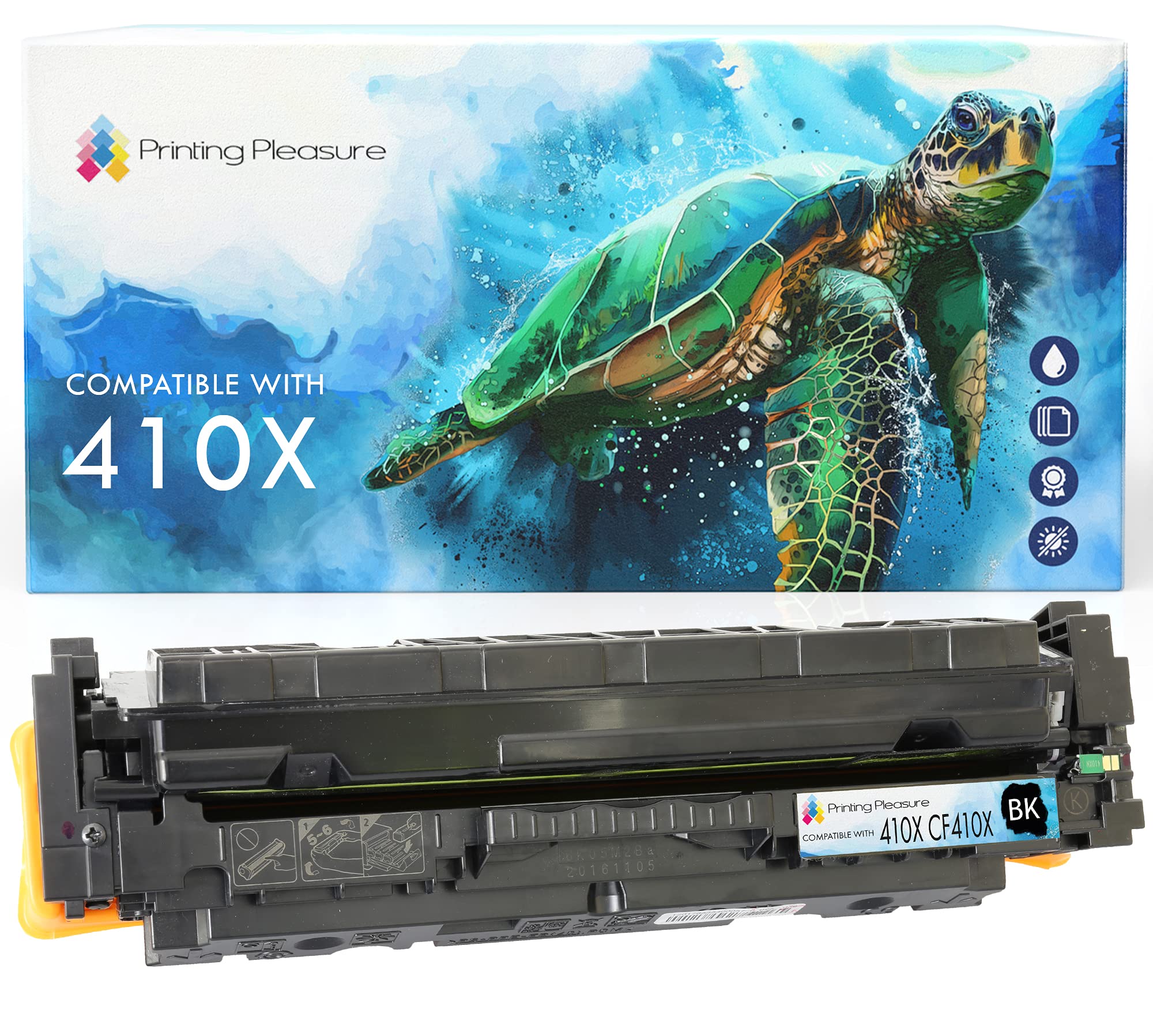 Printing Pleasure Compatible CF410X 410X Toner Cartridge for HP Color LaserJet Pro MFP M377dw M477dw M477fdn M477fdw M477fnw M477nw M452dn M452nw M452dw - Black, High Yield (6,500 pages)