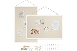 Yunihome 12x16 Inch (2-Pack) Cork Board for Wall Hanging with Linen, Bulletin Board with Push Pins, Mounted Memo Message Boar