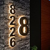 Sallyboyal Custom LED House Numbers, IP65 Waterproof Stainless Steel Lighted Address Signs Home Commercial Use, Solar/Plug-in