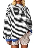ANRABESS Women Striped Oversized Sweatshirt