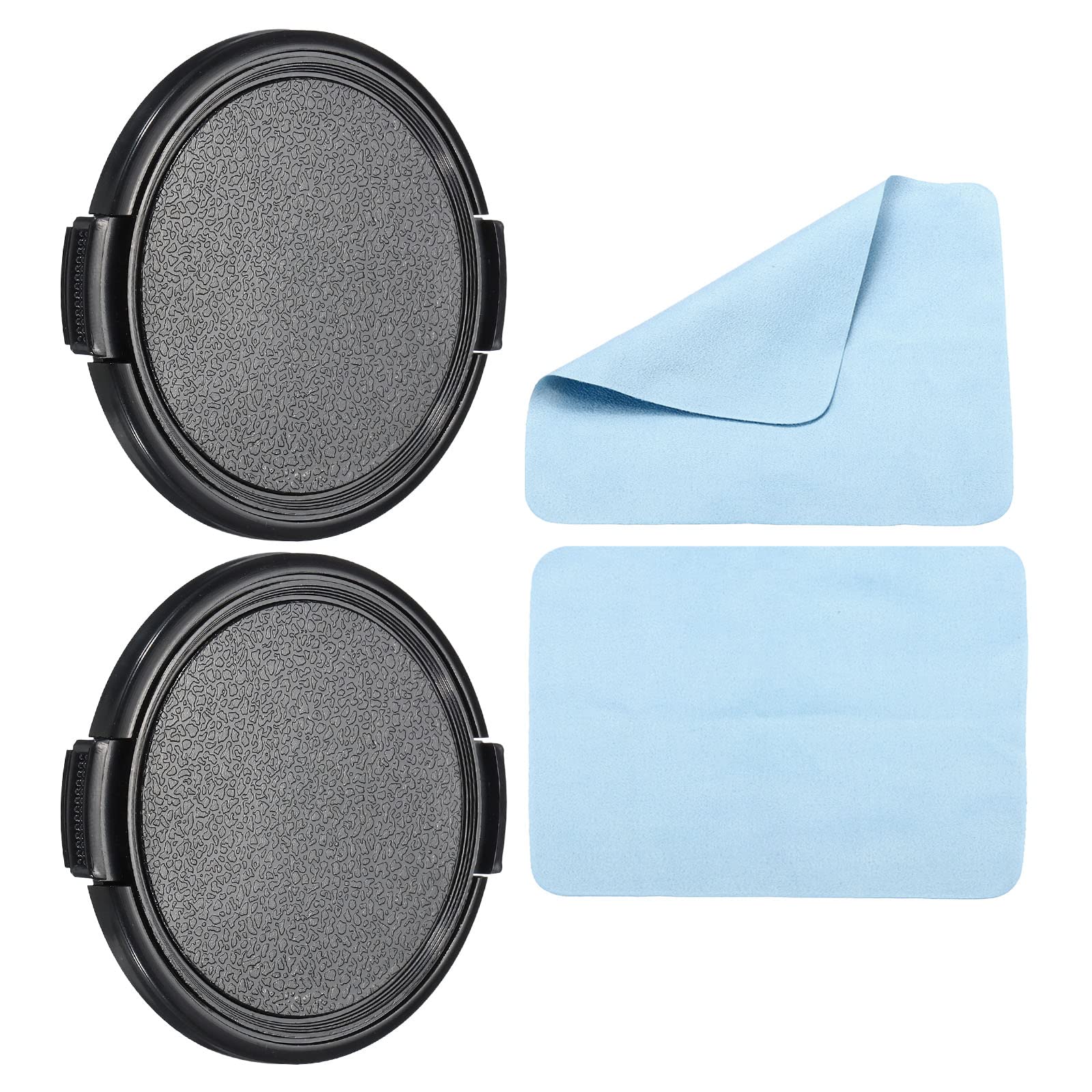 PATIKIL Camera Lens Cap, 2 Pack Sides Pinch Front Lens Cover with Microfiber Cleaning Cloth for 62mm Thread Universal DSLR Lenses for Nikon, for Fujifilm, for Pentax, for Leica