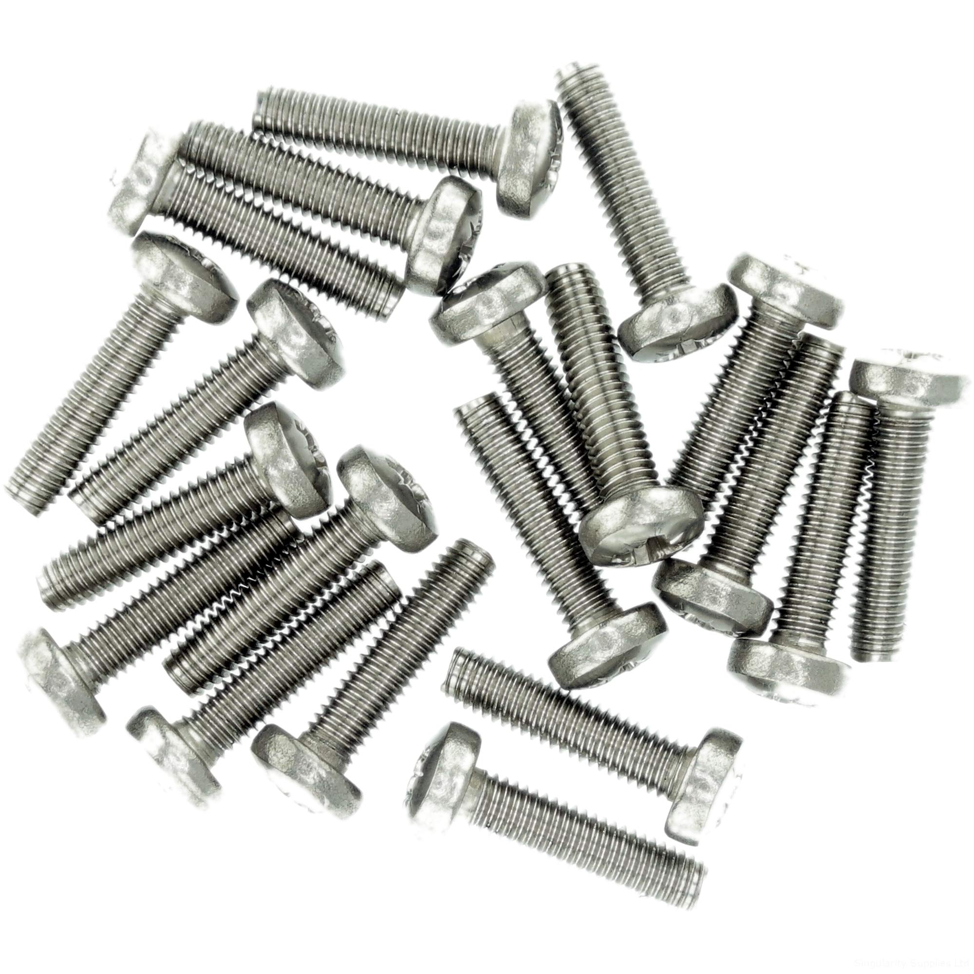 M6 (6mm x 20mm) Pozi Pan Thread Rolling Screw - Stainless Steel (A2) (Pack of 20)