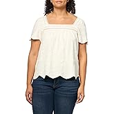 Lucky Brand Womens Embroidered Flutter Sleeve Top