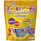 Zollipops Vitamin C Clean Teeth Pops Sugar Free Candy, Dye-Free Lollipops - Keto &amp; Diabetic-Friendly, Dentist-Approved Treats for Kids (Assorted Fruit Flavors, 8 oz)