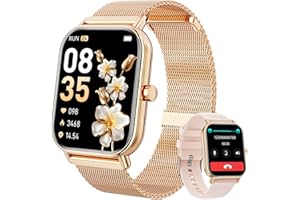 HAULVEAN Smart Watch for Women Men, Fitness Tracker Watch for Android Phones iPhone Compatible, 1.85" Smart Watches for Women Men with Blood Pressure, Heart Rate Monitor, 110+ Sport Modes Smartwatch (2 Strap)