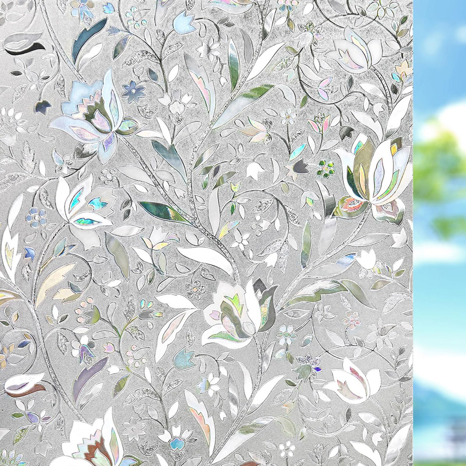 Photo 1 of Kromapolis Window Film Privacy Frosted, Stained Glass Decorative Film, Static Window Clings, Non-Adhesive, No-Glue (35.4 x 78.7 inch)