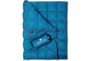 Get Out Gear Down Camping Blanket - Puffy, Packable, Lightweight and Warm | Ideal for Outdoors, Travel, Stadium, Festivals, Beach, Hammock | 650 Fill Power Water-Resistant Backpacking Quilt