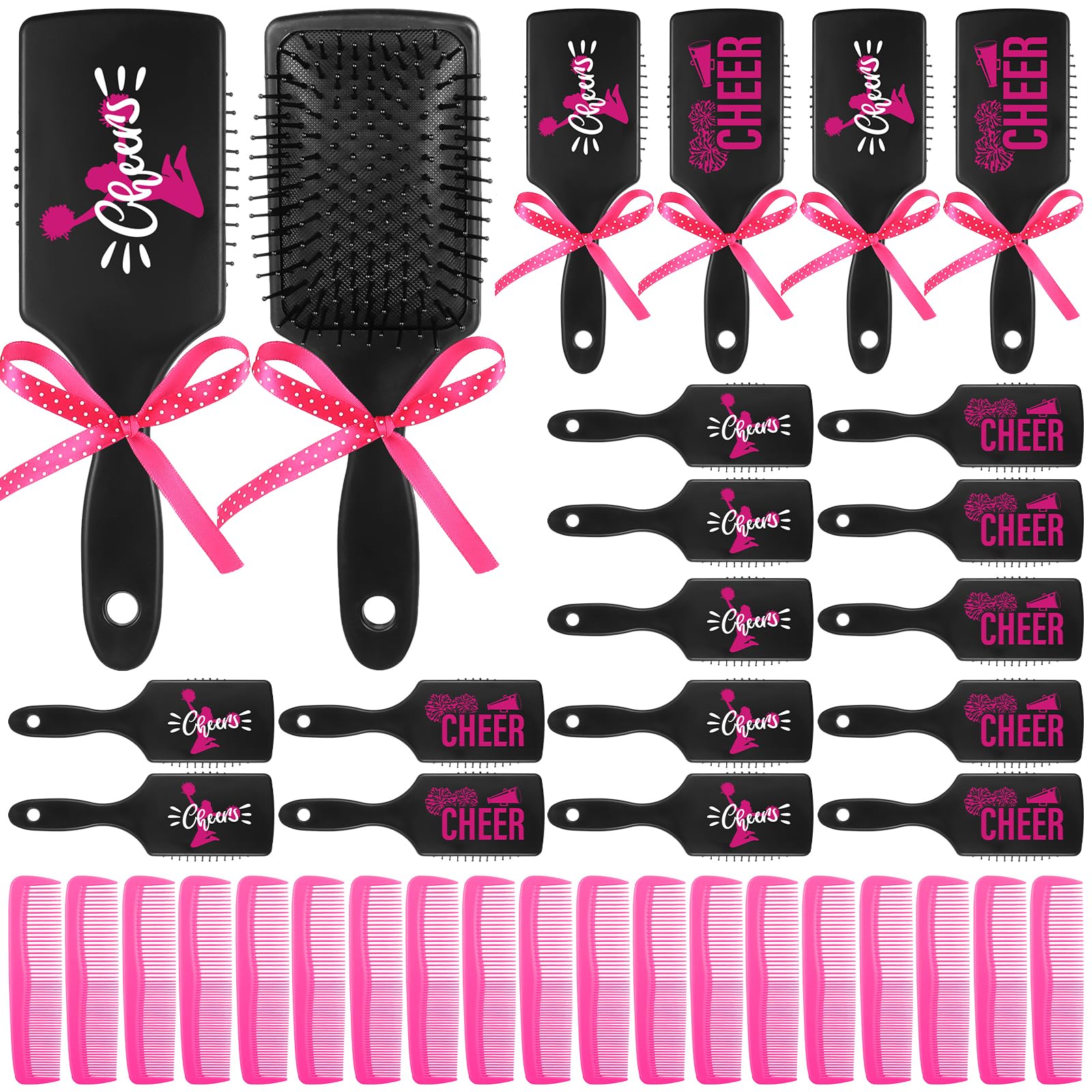 Photo 1 of XEQWZVFR 40 Pcs Cheer Hair Brush With Bristles Cheerleader Gifts Cheerleading Wet Detangling Brush&Comb with Polka Dots Sport Gifts for Cheerleaders Team End of Season Senior Christmas Party Present