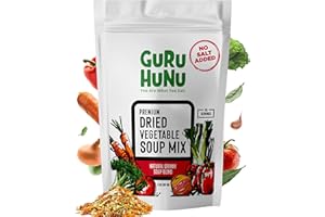 GURU HUNU Dehydrated Vegetables, Premium Soup Mix, Dried Vegetables For Soup, Dehydrated Freeze Dried Bulk Dehydrated Veggie Blend For Ramen Emergency and Camp Food Supply No Salt (2lb)