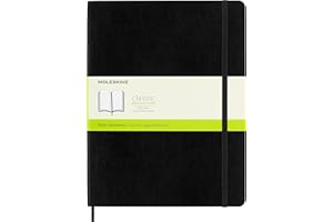 Moleskine Classic Notebook, Soft Cover, XL (7.5" x 9.5") Plain/Blank, Black, 192 Pages