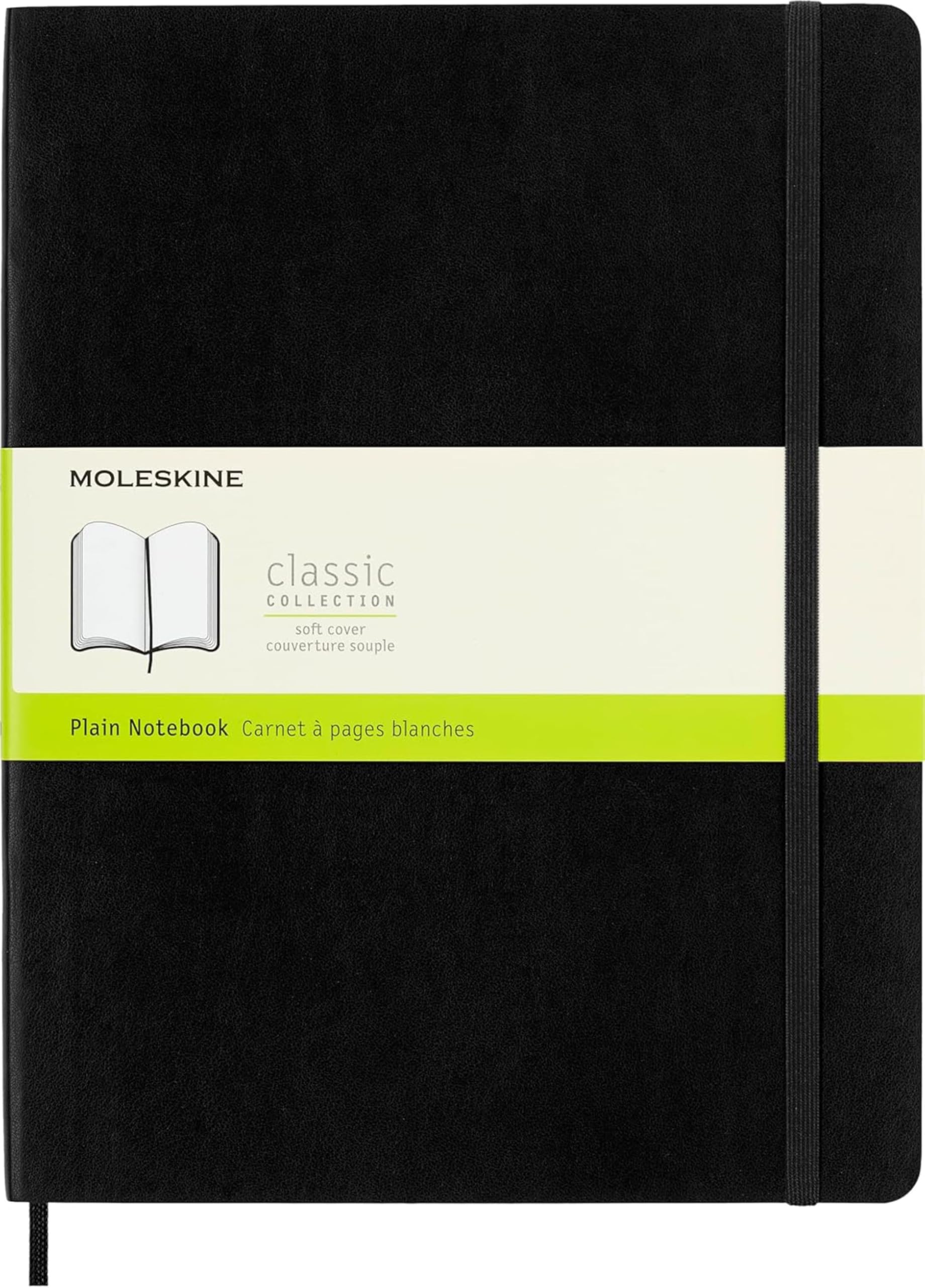 Moleskine - Classic Plain Paper Notebook - Soft Cover and Elastic Closure Journal - Color Black - Size Extra Large 19 x 25 A4 - 192 Pages