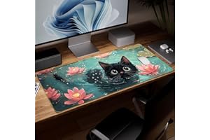 Leather Cat Desk Pad, Colorful Art Mouse Pad Large Computer Keyboard Gaming Mousepad Waterproof Desktop Protector & Cover, De