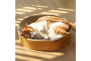 FUKUMARU Cat Scratcher Cardboard Lounge Bed, 2-in-1 Cat Scratch Pad, Oval Cats Scratching Board Indoor, Durable Modern Kitty 