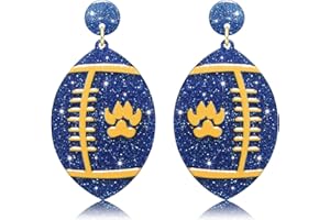 ARATLENCH Football Earrings Game Day Acrylic Glitter Football Mom Earrings College School Sports Team Spirit Earrings Cheer Football Mom Gift