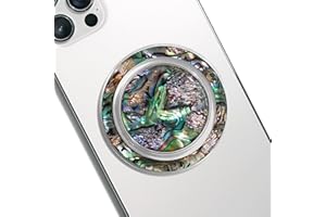 DALSTONE Compatible with Magsafe Magnetic Authentic Natural Seashell Mother of Pearl Collapsible Mobile Phone Grip Stand Holder for Smartphone Tablet Cell Phone Accessory (Black Fresh Water)