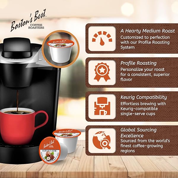 BOSTON’S BEST – HAZELNUT CREME FLAVORED, DELICIOUS GOURMET COFFEE COMPATIBLE WITH KEURIG® COFFEE MAKER, 1 COUNT (42 SINGLE SERVE CUPS)