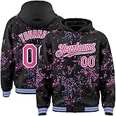 DZTEEKK Custom Hooded Sports Jackets Men Women Youth, Personalized Letterman Bomber Baseball Jacket Stitched Name Logo Number