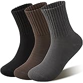 LDU Women's Boot Socks 3/6 Pairs, Solid Color Fleece Lined Thick Cozy Warm Thermal Crew Socks, Winter Boot Socks for Women