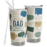 HOMISBES Best Dad Ever Gifts - Dad Jokes Fathers Day Gift From Daughter Son - Stainless Steel Tumbler with Lid and Straws 20oz