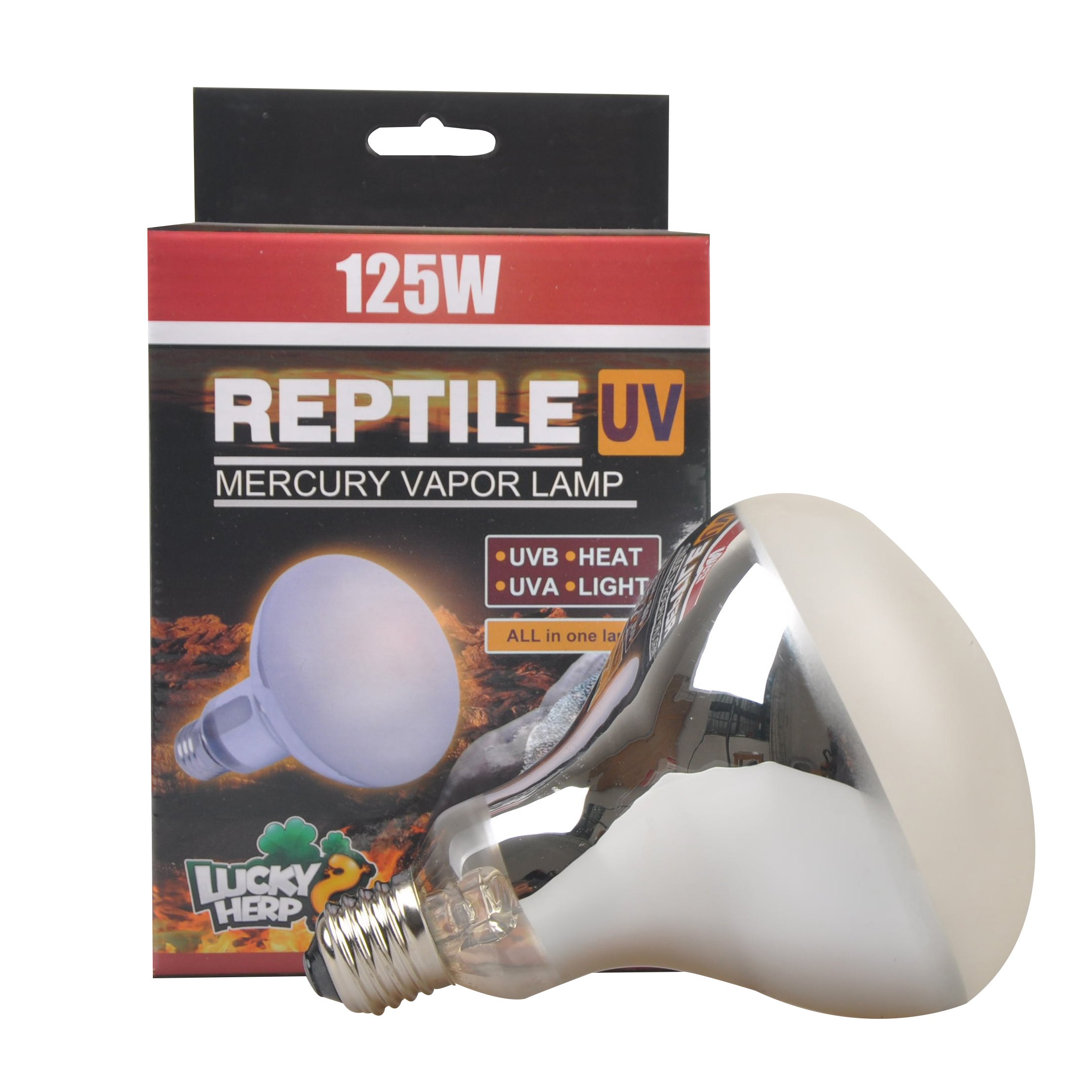 LUCKY HERP Reptile UVA UVB Mercury Vapour Bulb,Screw Thread,E27,R115,125 Watts (Frosted)