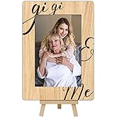 DETIHO Gigi & Me Picture Frame 4x6, Grandma Birthday Grandparents Day Gifts, Small Wooden Photo Frame with Easel Stand, Vertical-A16