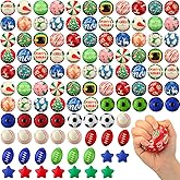 Gejoy 108 Pcs Christmas Stress Balls Bulk Santa Snowman Sports Squeeze Balls Stress Relief Fidget Mini Foam Toy Goodie Bag Stuffers Gifts for Xmas Party Favor Boys and Girls