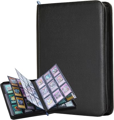 Lictin Card Album Binder 504 Pockets Side Loading Leather Zipper 28 Pages Black