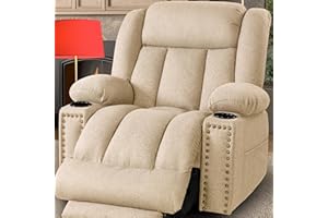 Neioml Large Wide Power Lift Chair Recliner for Elderly, Heat & Vibration Massage, Extended Footrest for Big and Tall, Cup Holders Side Pockets, Easy Remote, Warm (Imitation Linen, Beige)