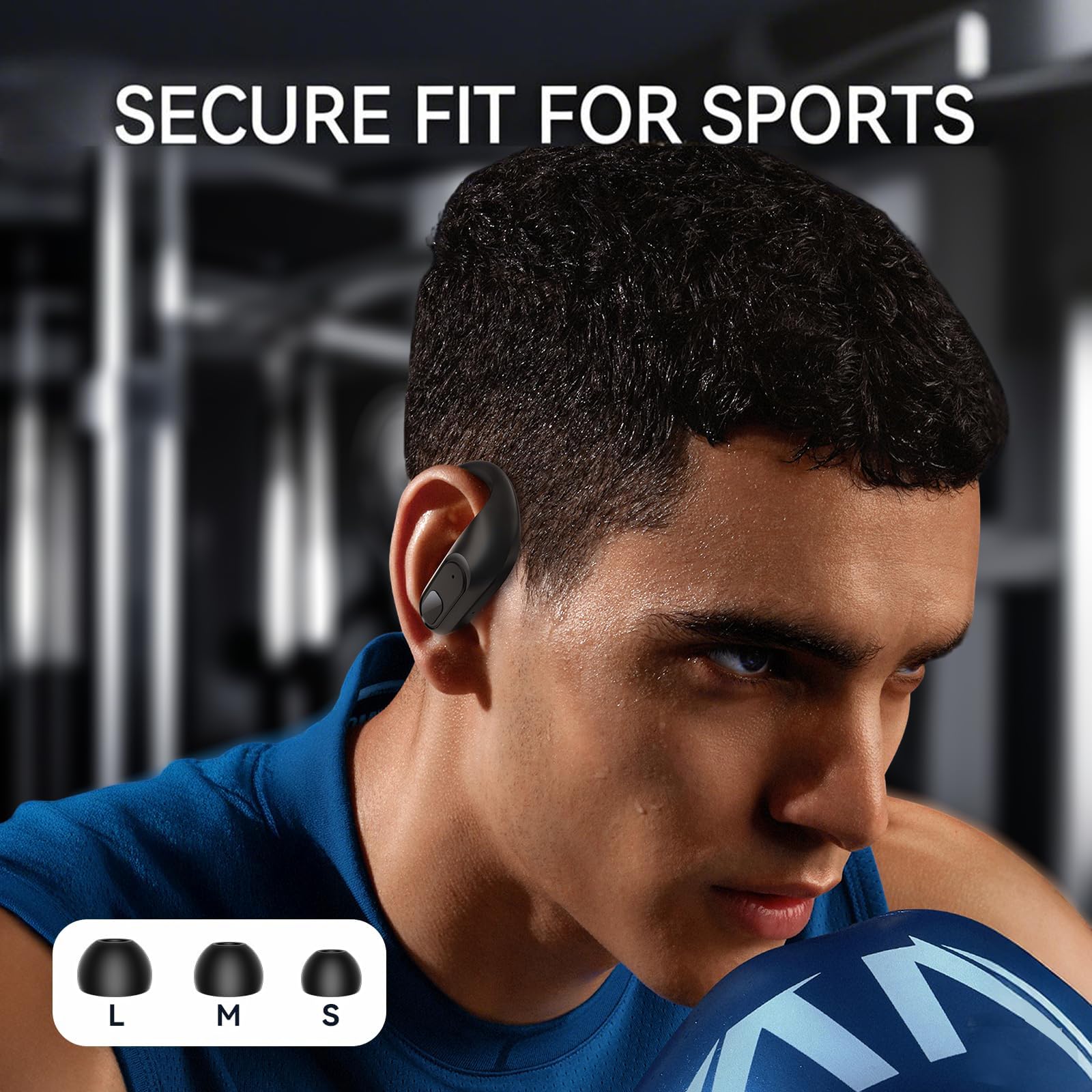 occiam Wireless Bluetooth Earbuds Sport Ear Buds Workout Headphones 96H Playback in-Ear Earphones with Earhooks Buit-in Mic Button Control Bass Stereo Headset for Gym Exercise Running Black