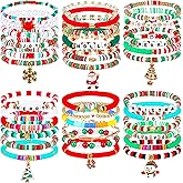 Batiyeer 40 Pcs Bracelets for Women Stretch Stackable Surfer Heishi Colorful Friendship Bead Bracelets Adjustable Clay Festive Jewelry Party Favors Gift