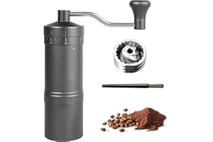 LOKXXIOEEXW Manual Coffee Grinder, External Adjustable 0-35 Scale, CNC Stainless Steel Burr, 20g Max Capacity, Aluminum Alloy Housing, Double Bearing, Portable (Ti-brown, 7 Star)