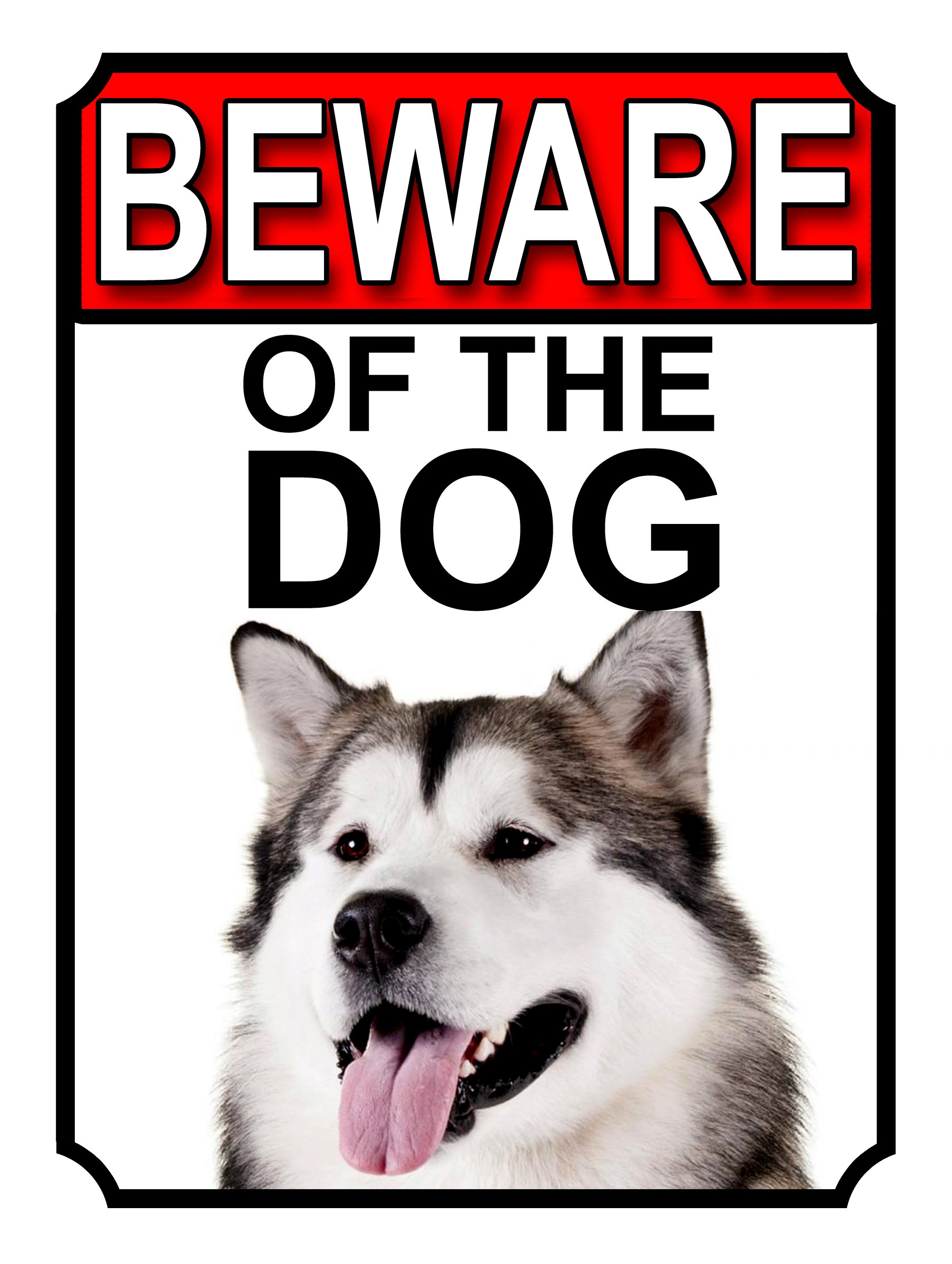 Shawprint Limited BEWARE OF THE DOG METAL GATE SIGN ALASKAN MALAMUTE 200MM X 150MM (1101H1)