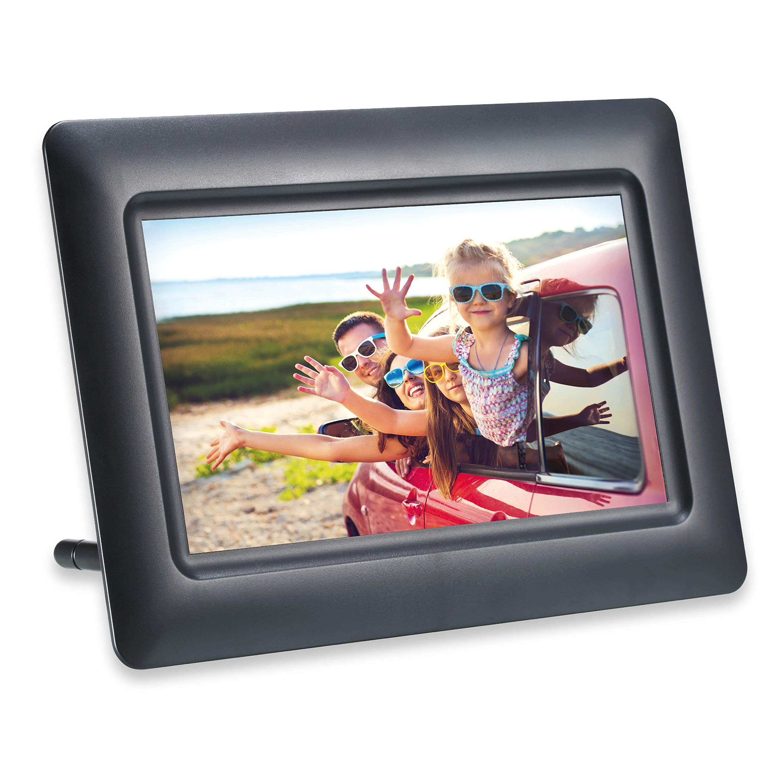 AGFAPHOTO - Digital Photo Frame - Realiview APF700-7-inch LED Display, Weather/Clock Functions - Black