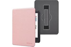 RSAquar 6" Kobo Clara Colour | BW | 2E Case with Hand Strap – Slim Protective Cover with Auto Sleep/Wake, Rose Gold